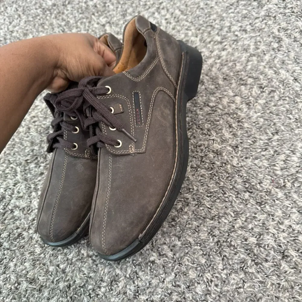 ECCO Fusion Brown Nubuck Leather Lace Up Casual Bicycle Oxford EU 44 US 10-10.5